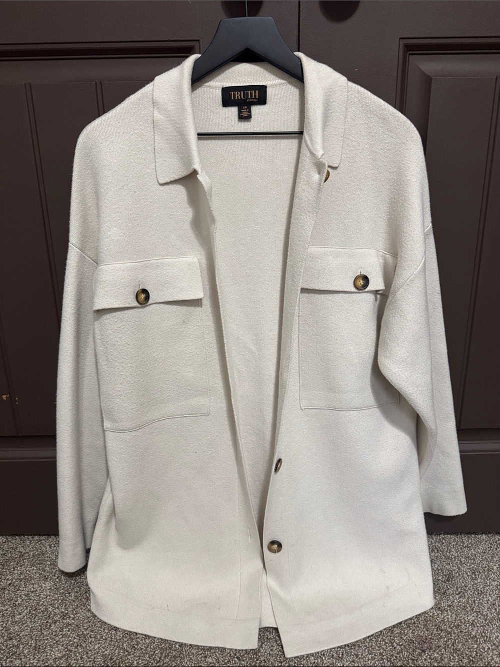 Truth Cream Oversized Utility Jacket with Flap Pockets